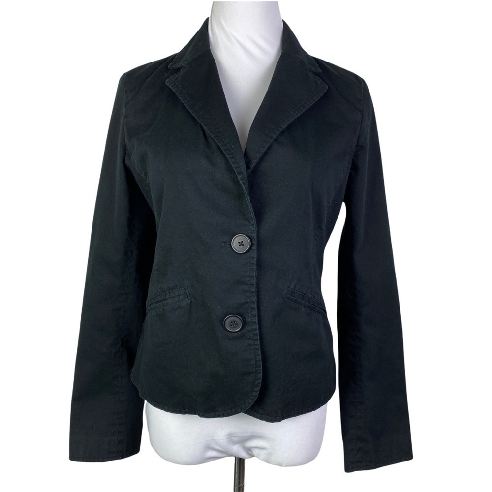GAP Factory Black 2-Button Blazer Jacket Women's 8 Long Sleeve Lined